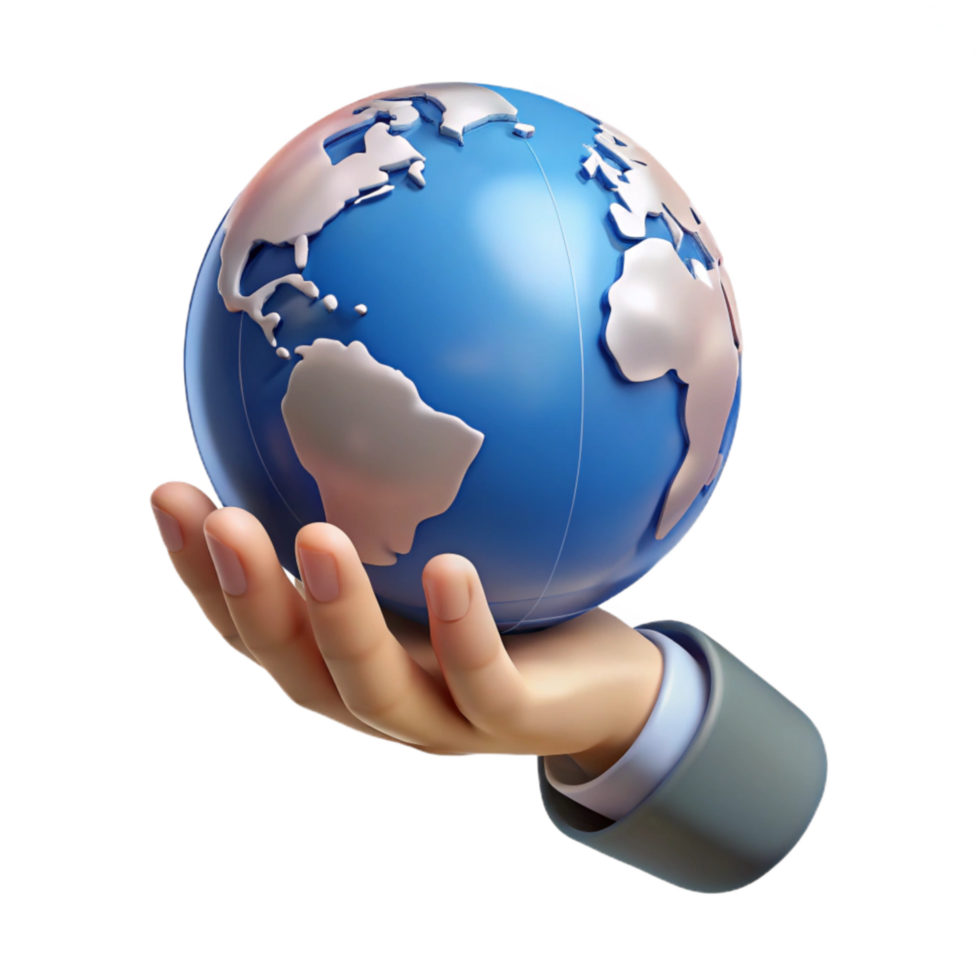 wonderful contemporary Hand with Globe Top View Transparent Background png
