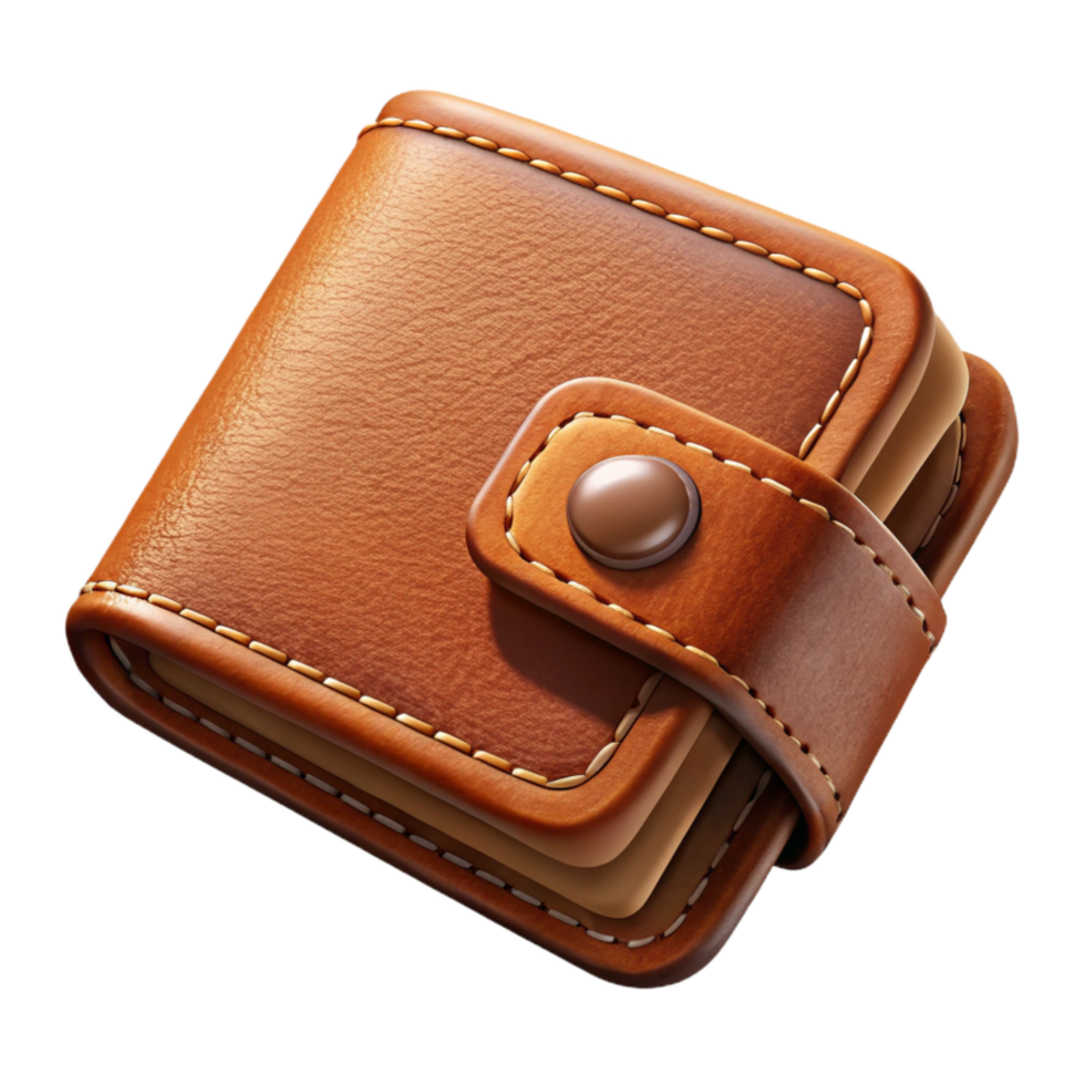 dramatic creative Hand Stitched Leather Wallet Brown Isolated on Transparent Background exclusive png
