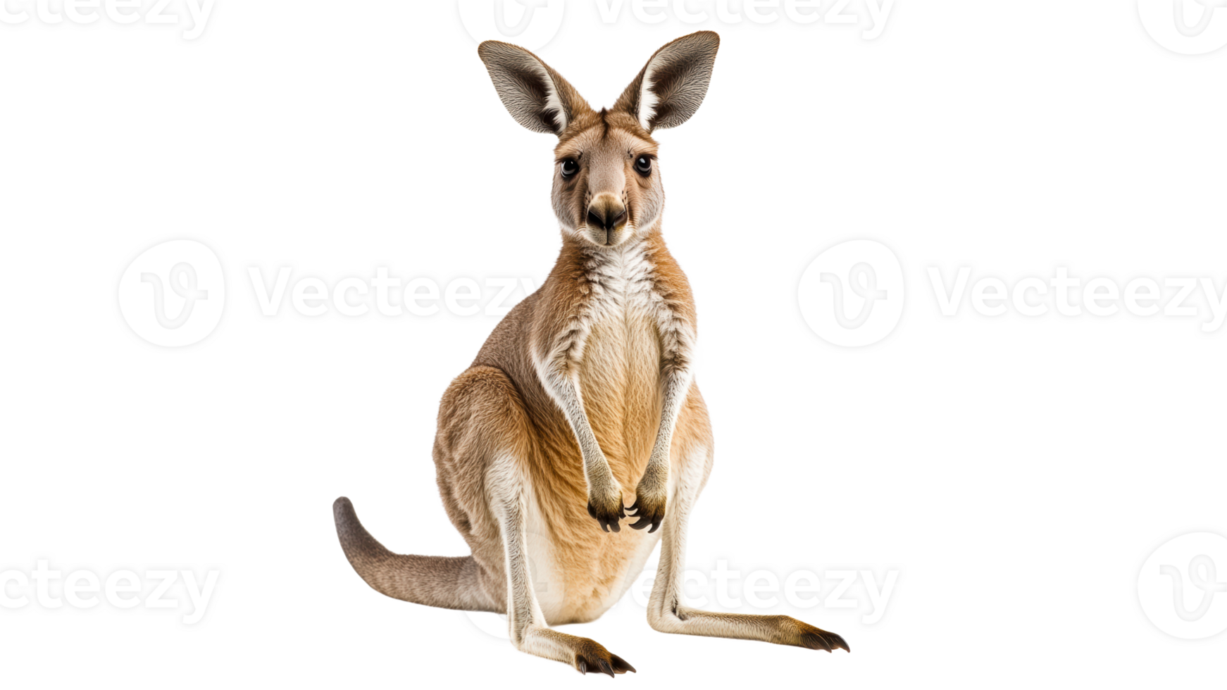Kangaroo standing curiously in a bright setting png