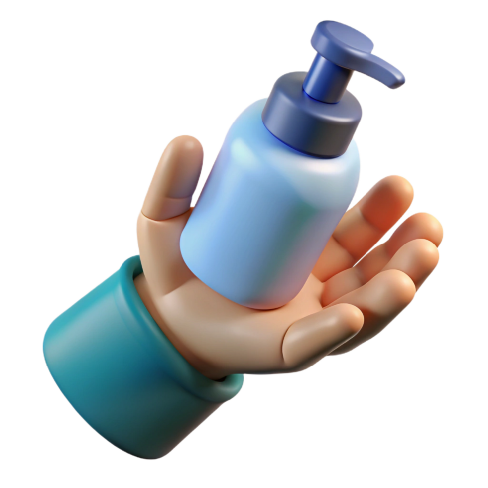 serene vintage Hand with Sanitizer Bottle Transparent Cutout premium png