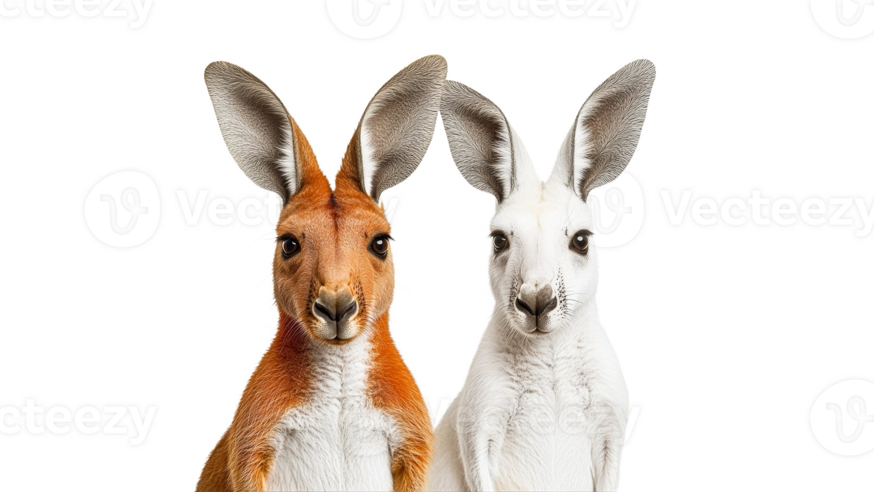 Two kangaroos standing together in a friendly pose png