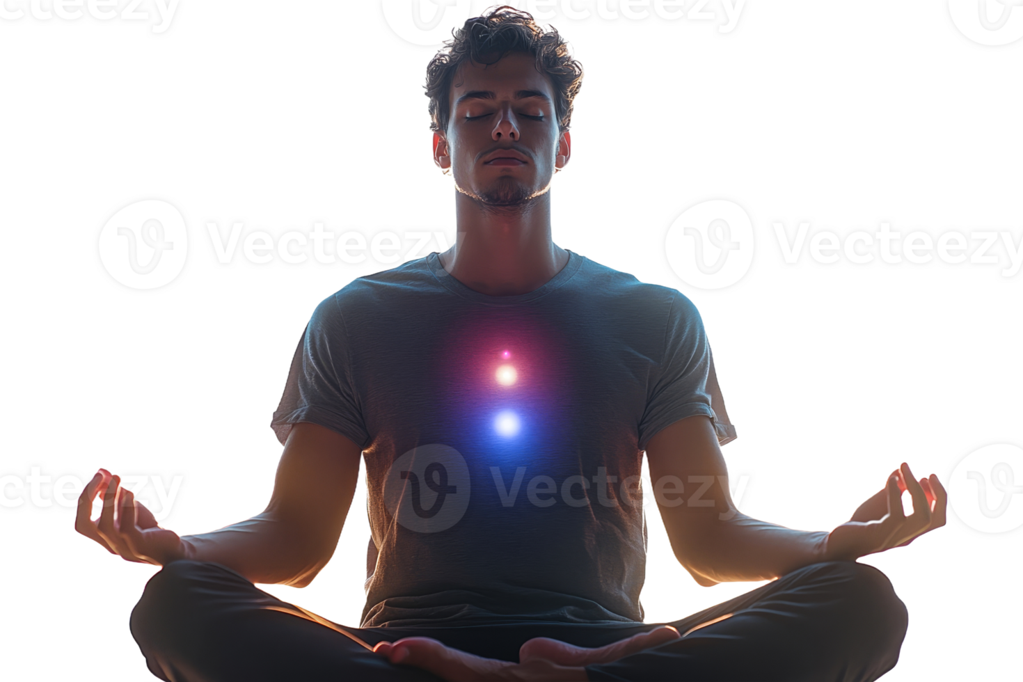 Meditation practice with light effects at sunset png