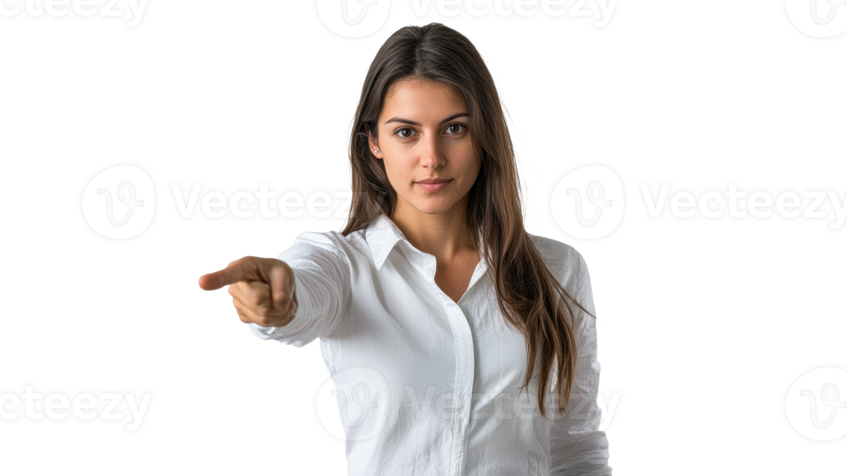 Woman standing confidently while pointing forward png