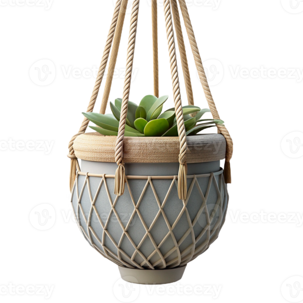 elegant traditional Hanging Planter Macrame Holder Isolated Cutout professional png