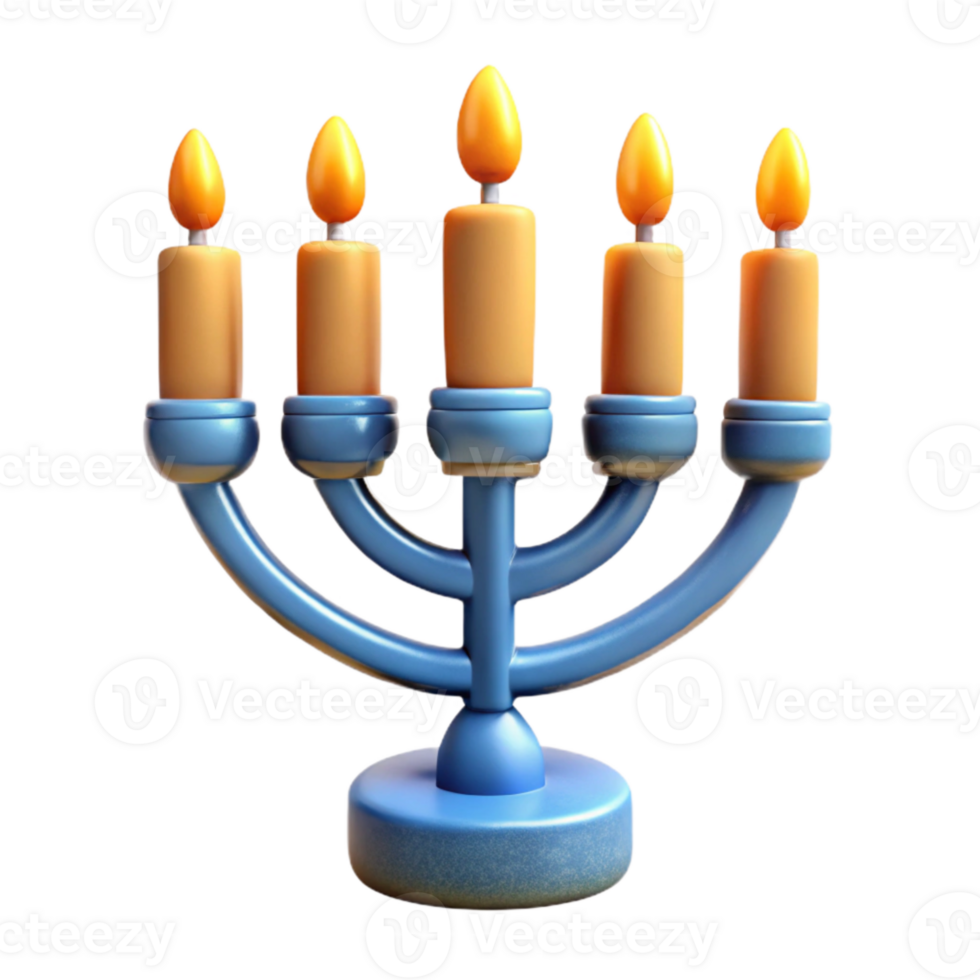 vibrant modern Hanukkah Menorah Cutout with Glowing Candles Transparent Background genuine png
