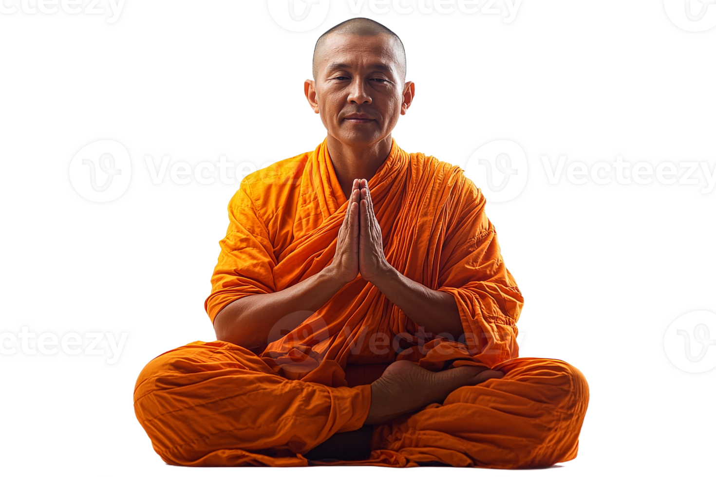 Monk practicing meditation in serene posture png