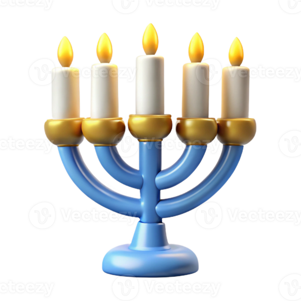 stunning contemporary Hanukkah Menorah Cutout with Glowing Candles Transparent Background premium png