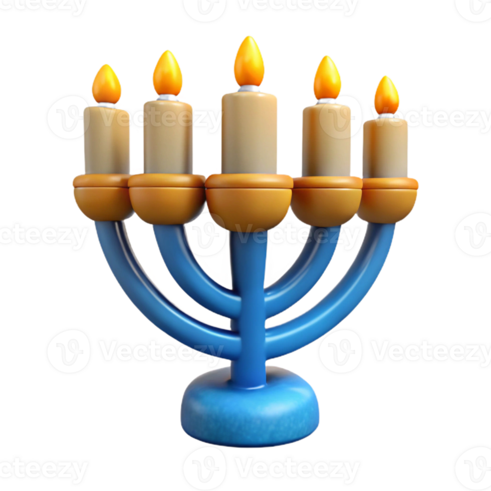 beautiful minimalist Hanukkah Menorah Cutout with Glowing Candles Transparent Background professional png