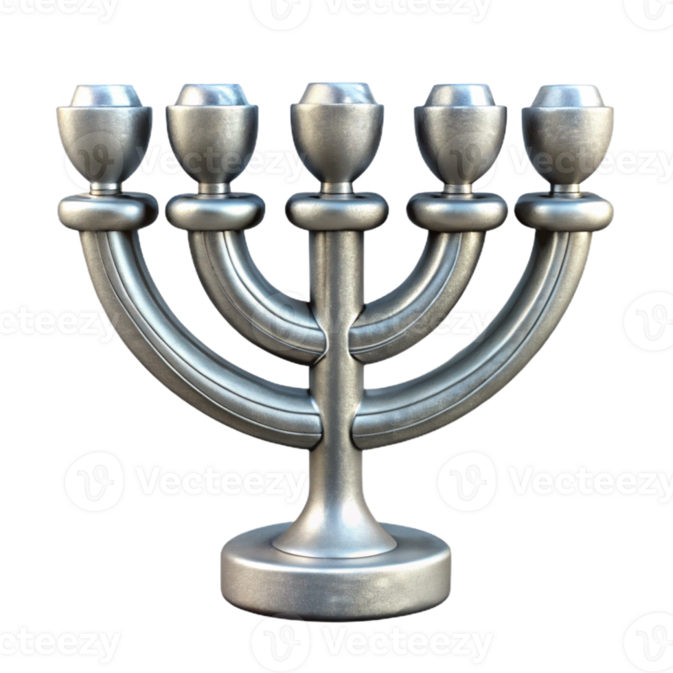 magnificent classic Hanukkah Menorah Silver Transparent Background authentic png