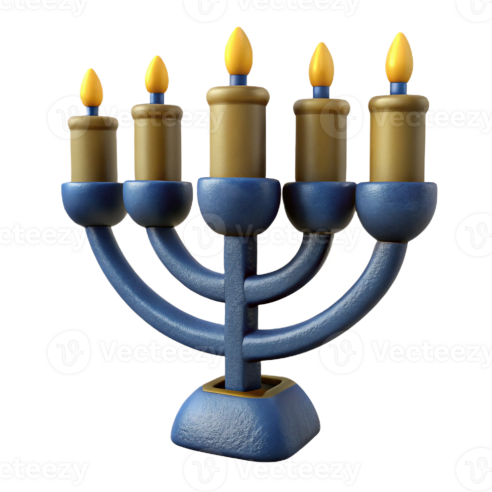 stunning traditional Hanukkah Menorah with Lit Candles Transparent Background high quality png