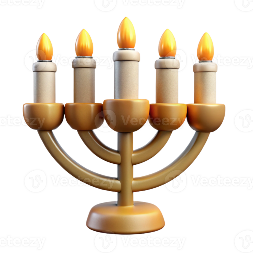 extraordinary modern Hanukkah Menorah with Lit Candles Transparent Background genuine png
