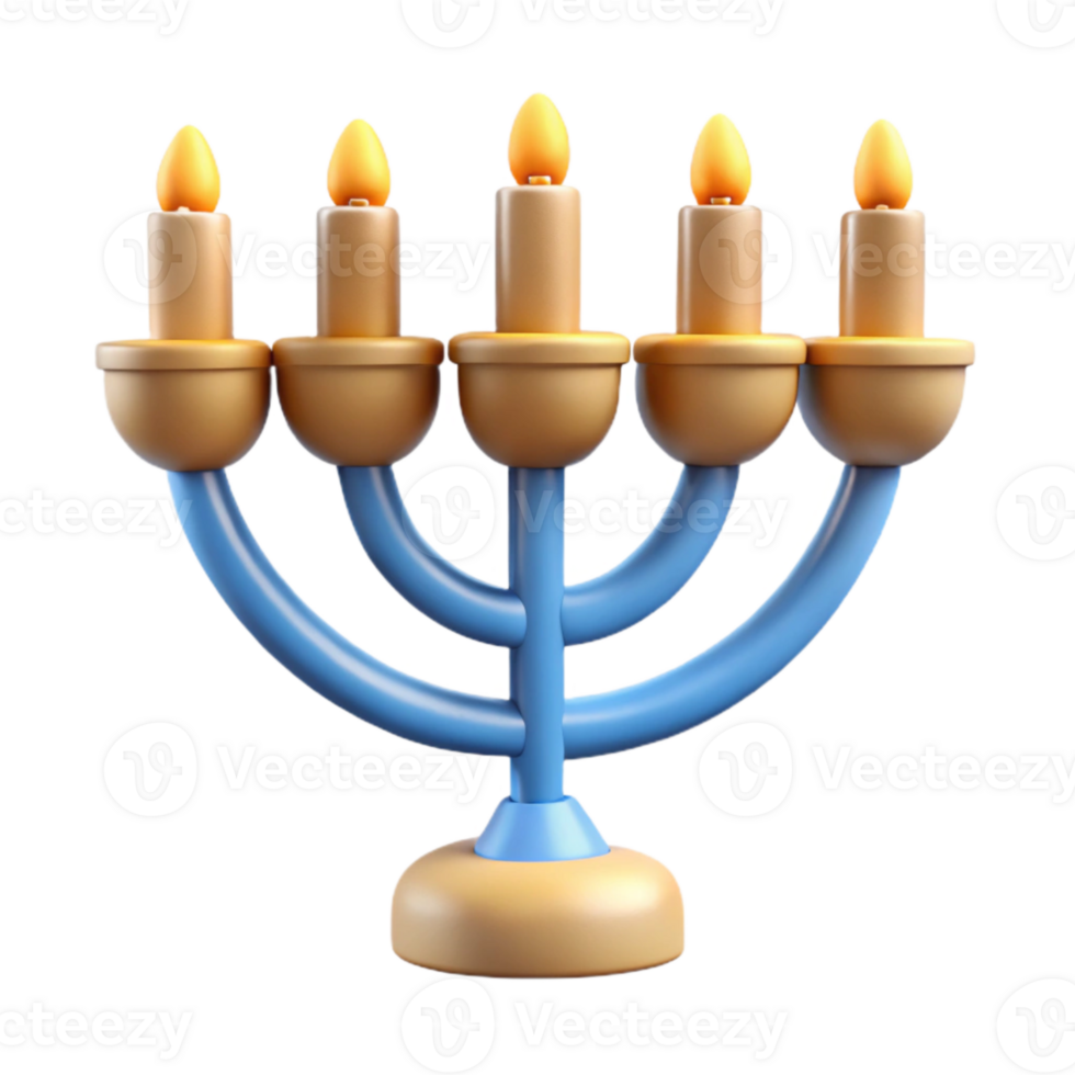 serene abstract Hanukkah Menorah with Lit Candles Transparent Background detailed png