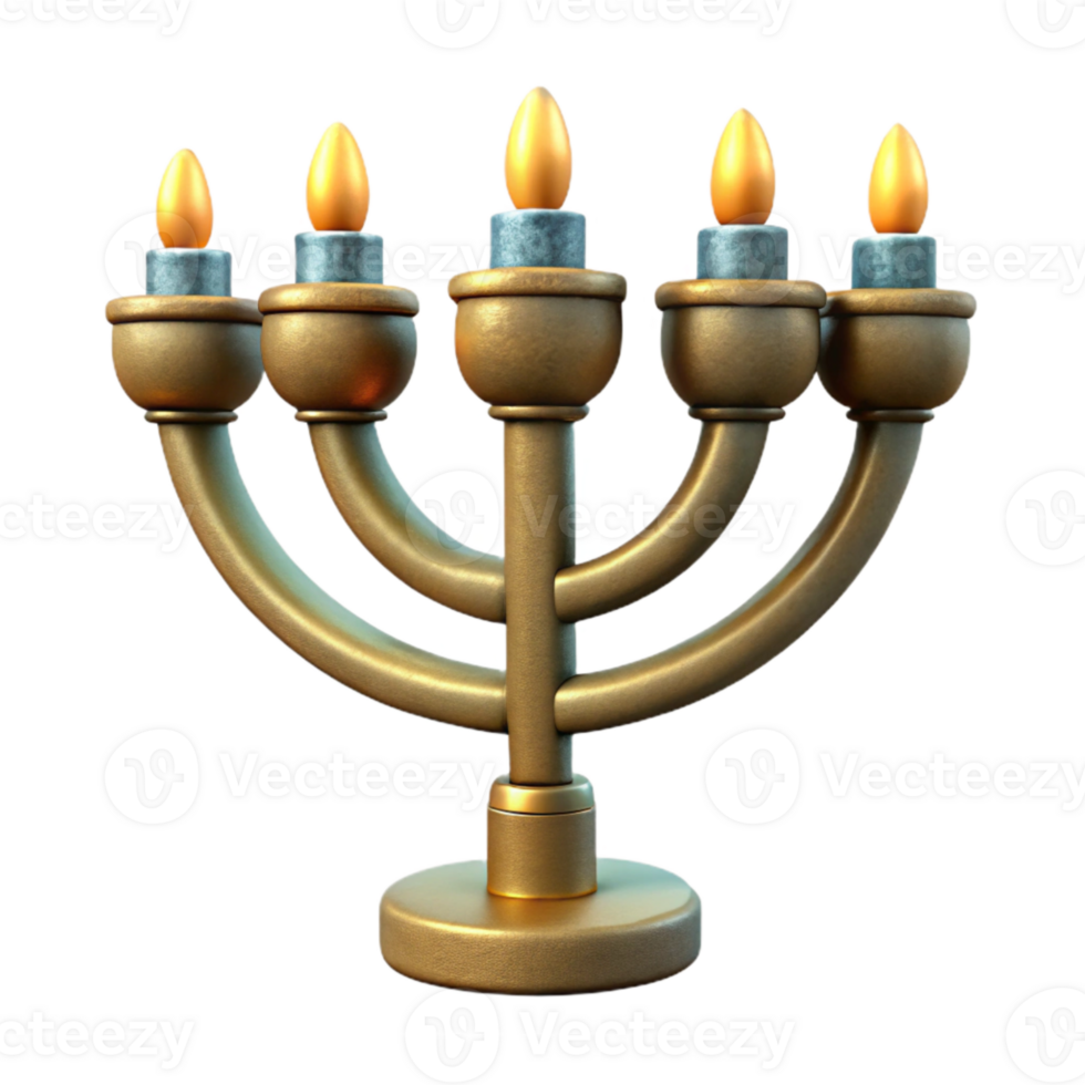 extraordinary rustic Hanukkah Menorah with Lit Candles Transparent Background professional png