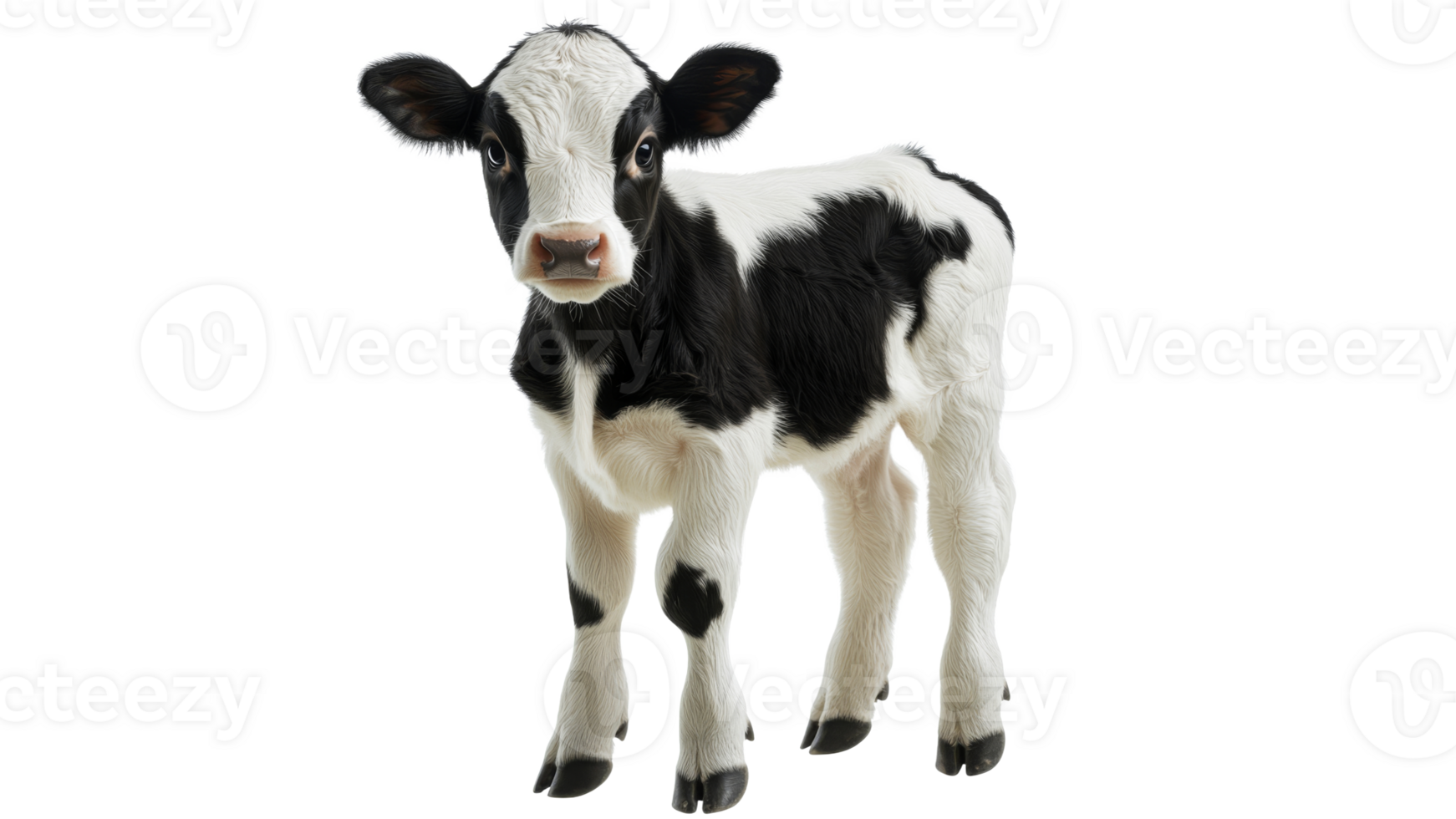 Black and white calf on white background png