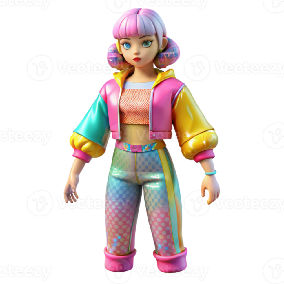 elegant creative Harajuku Fashion Outfit Bright Colors Transparent Background professional png