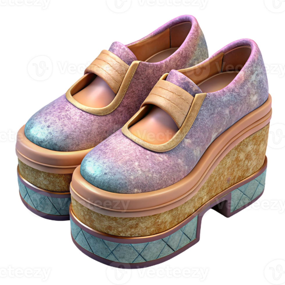 beautiful creative Harajuku Fashion Platform Shoes Isolated authentic png