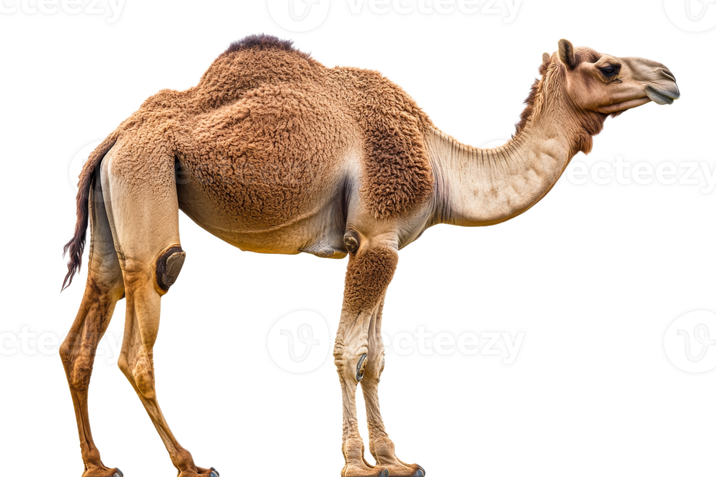 Camel standing on white background in profile view png