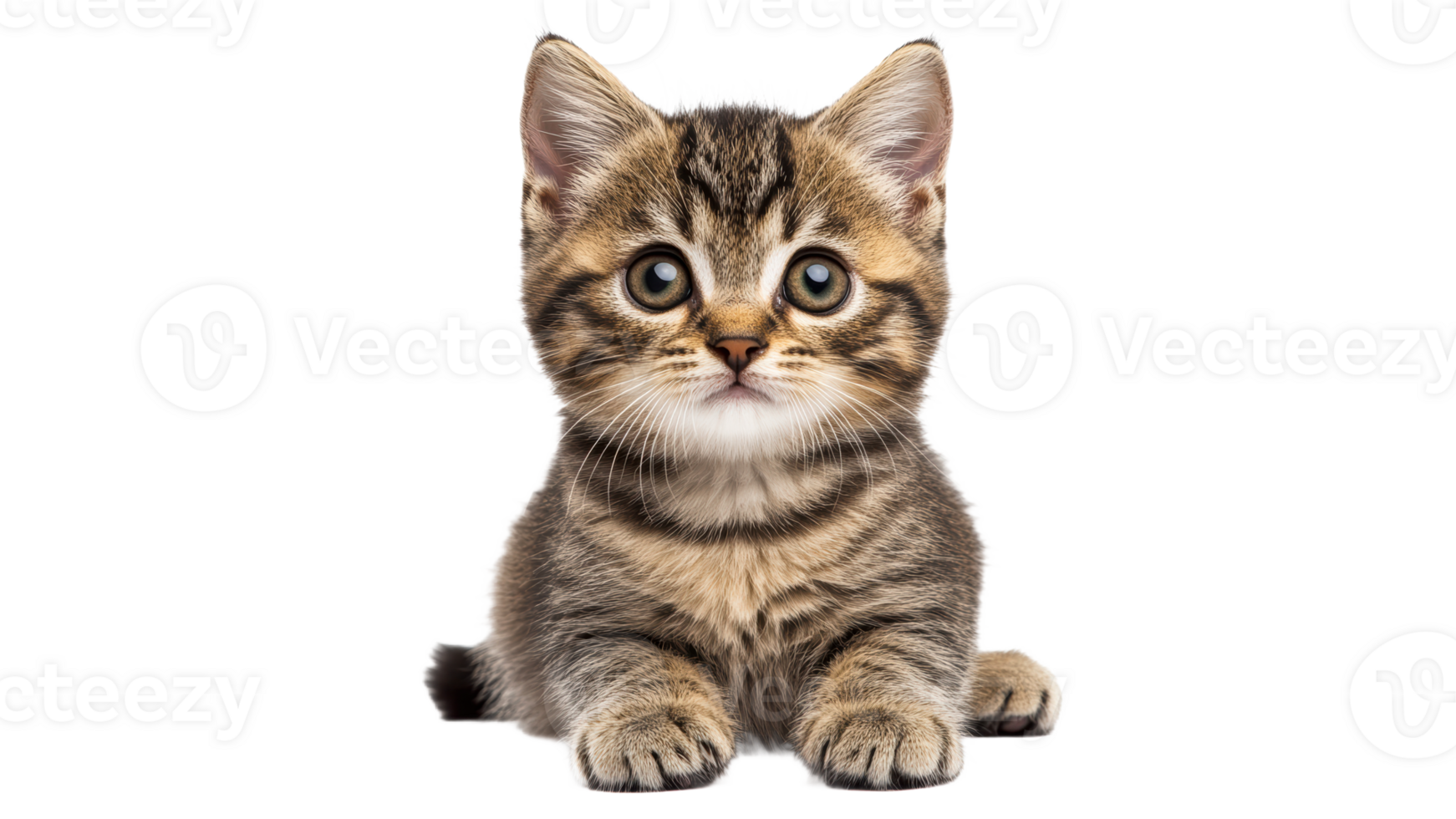 Cute kitten resting with curious expression png