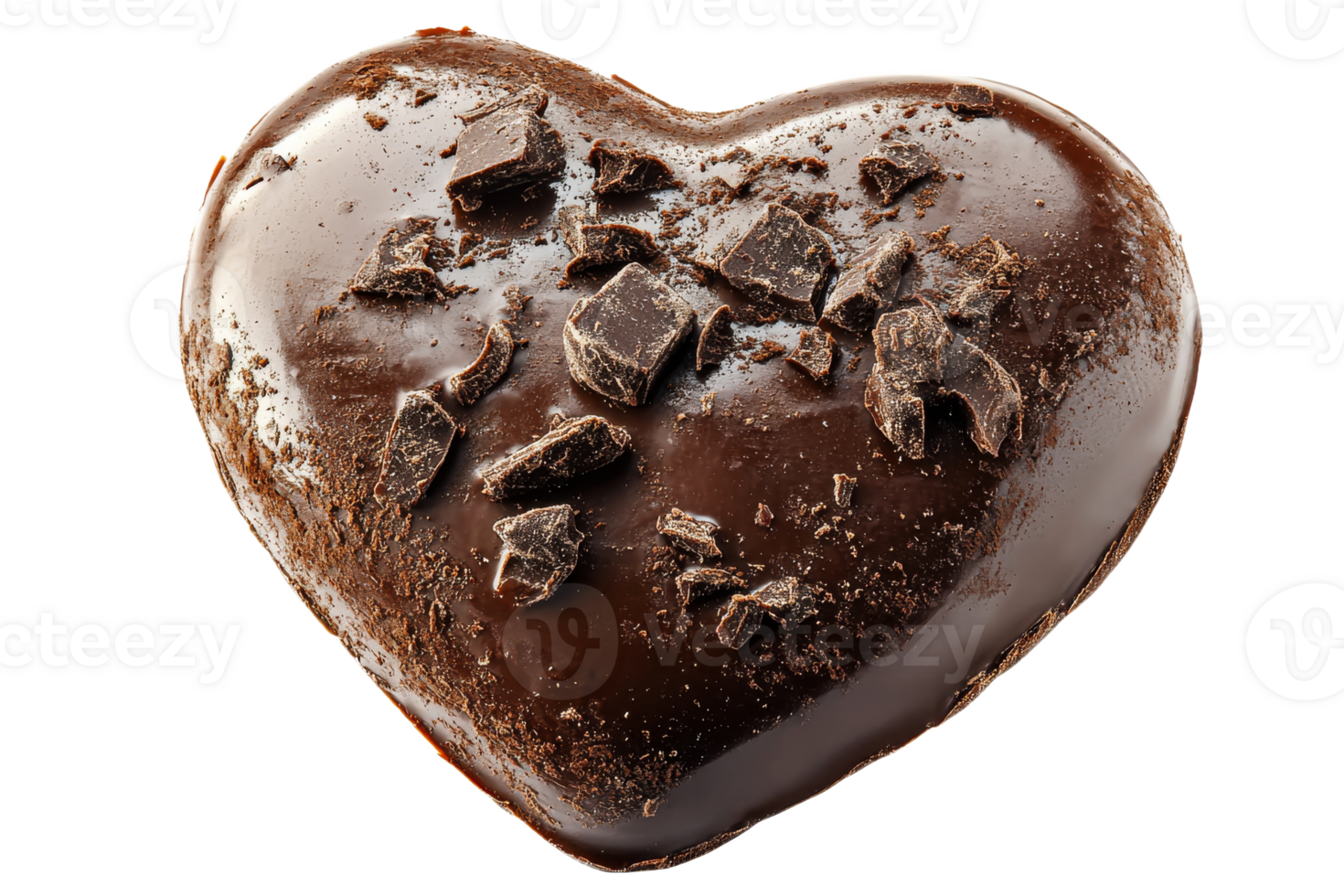Heart shaped chocolate with dark chocolate pieces png