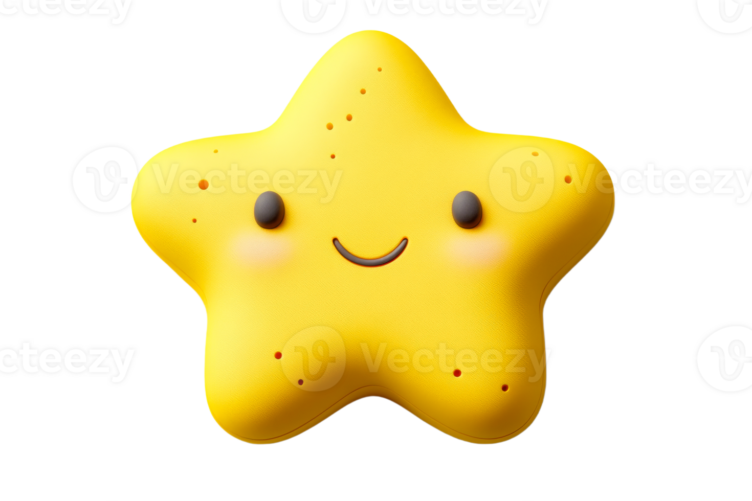 Cute yellow star character with smiling face png