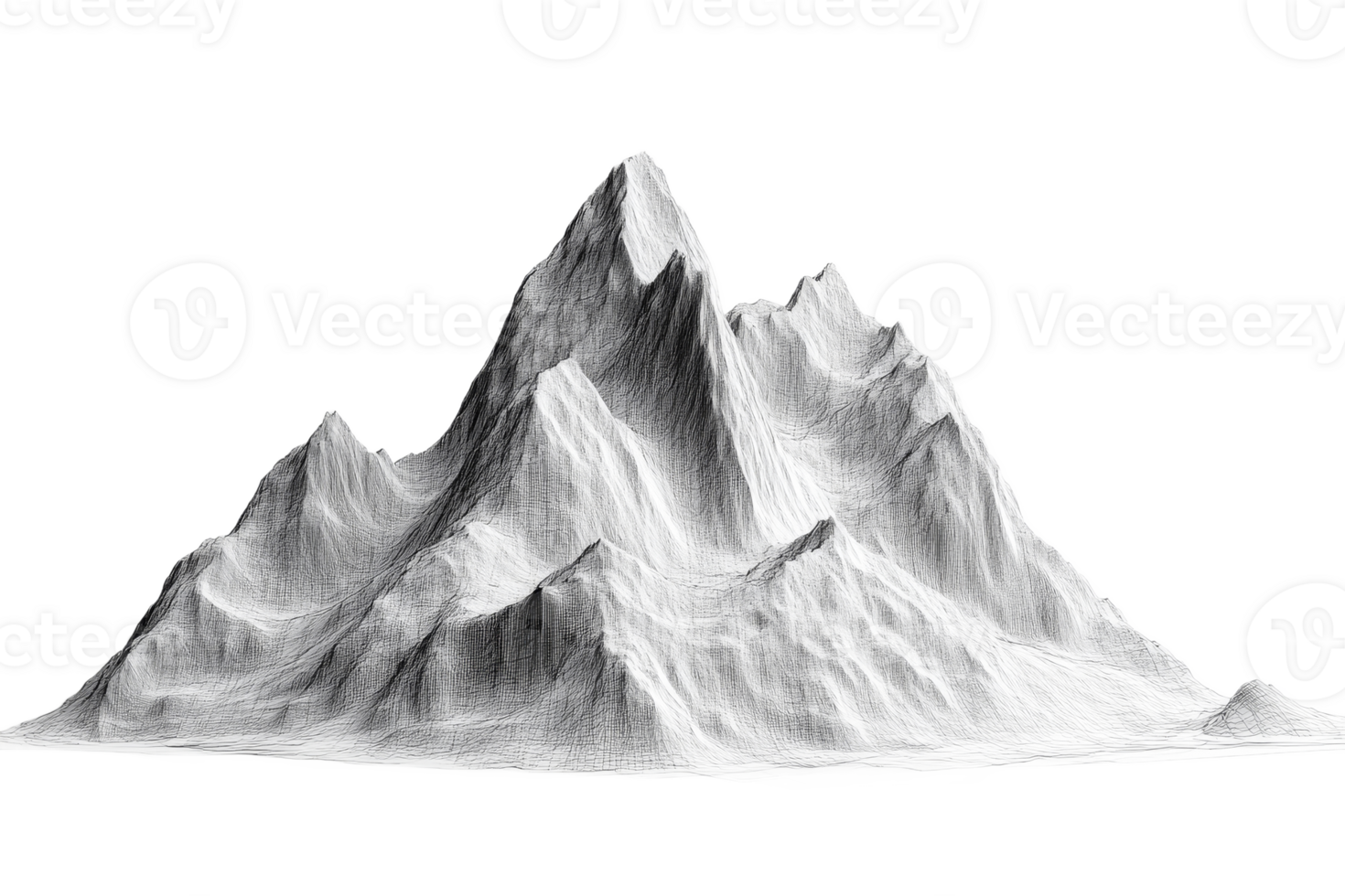 Monochrome mountain landscape illustration png