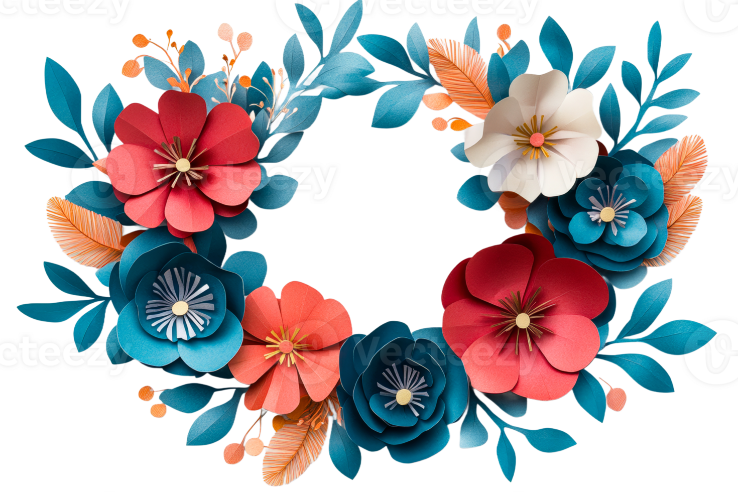 Elegant paper flower wreath for decor png