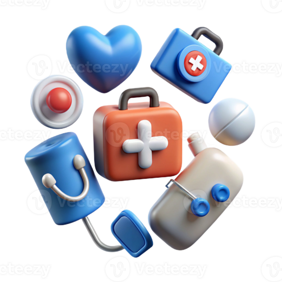 vibrant artistic Healthcare Icons Set White Background Transparent premium png