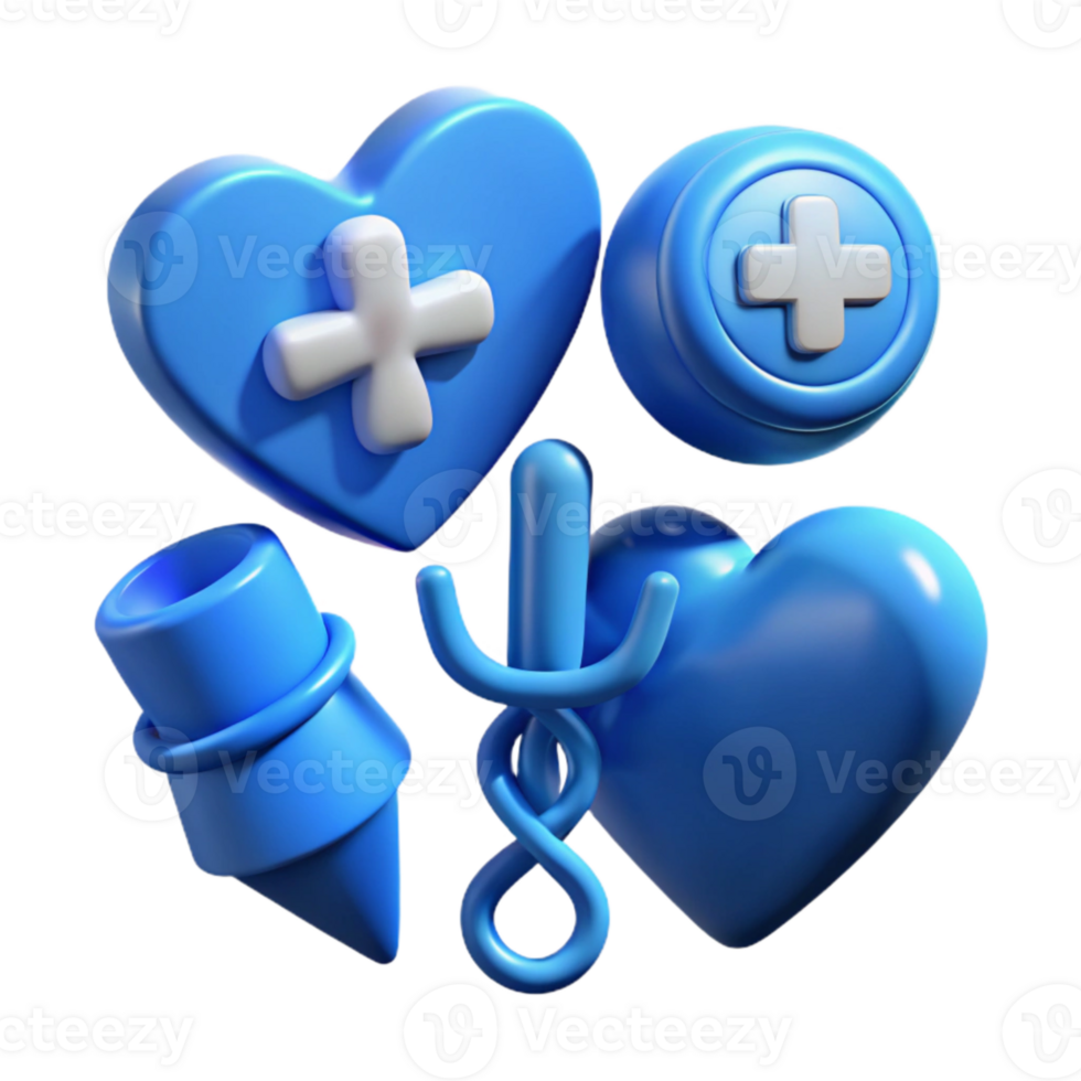 beautiful traditional Healthcare Symbols Set Blue Background Transparent authentic png