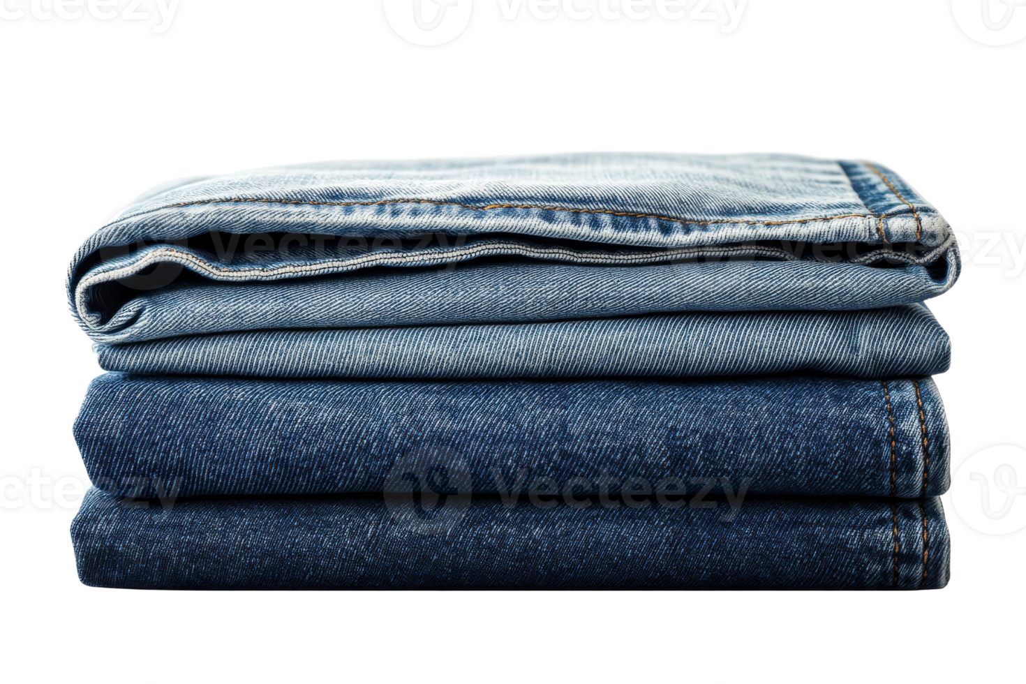 Stacked denim jeans in varying shades of blue transparent png