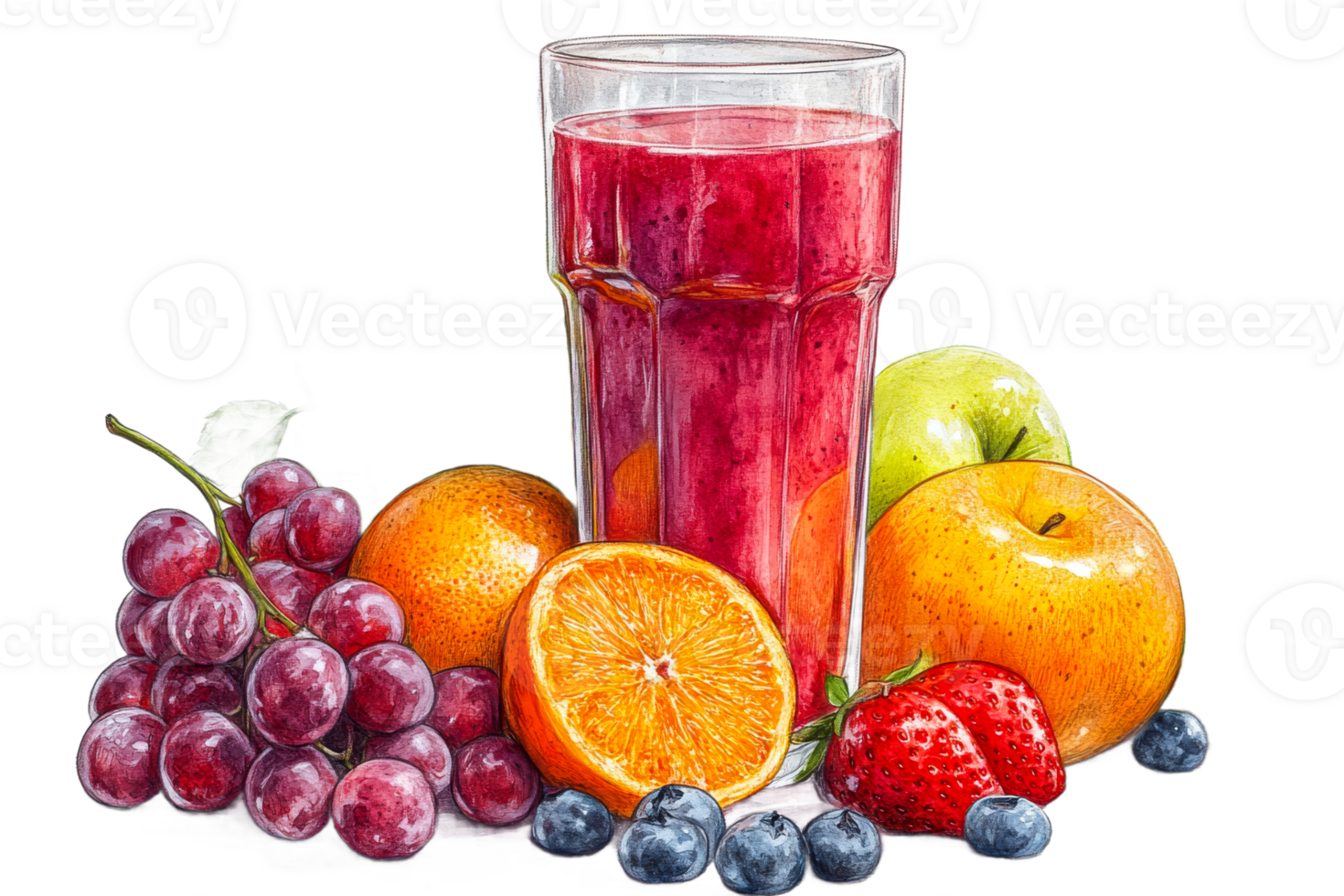 Fresh fruit juice served with colorful fruits png