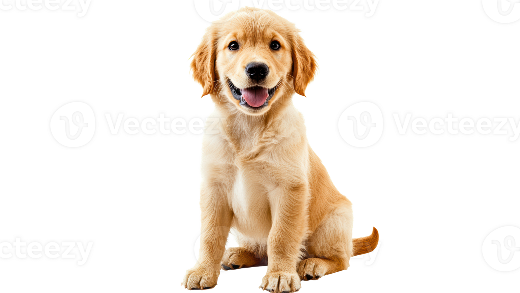 Happy golden retriever puppy inside png