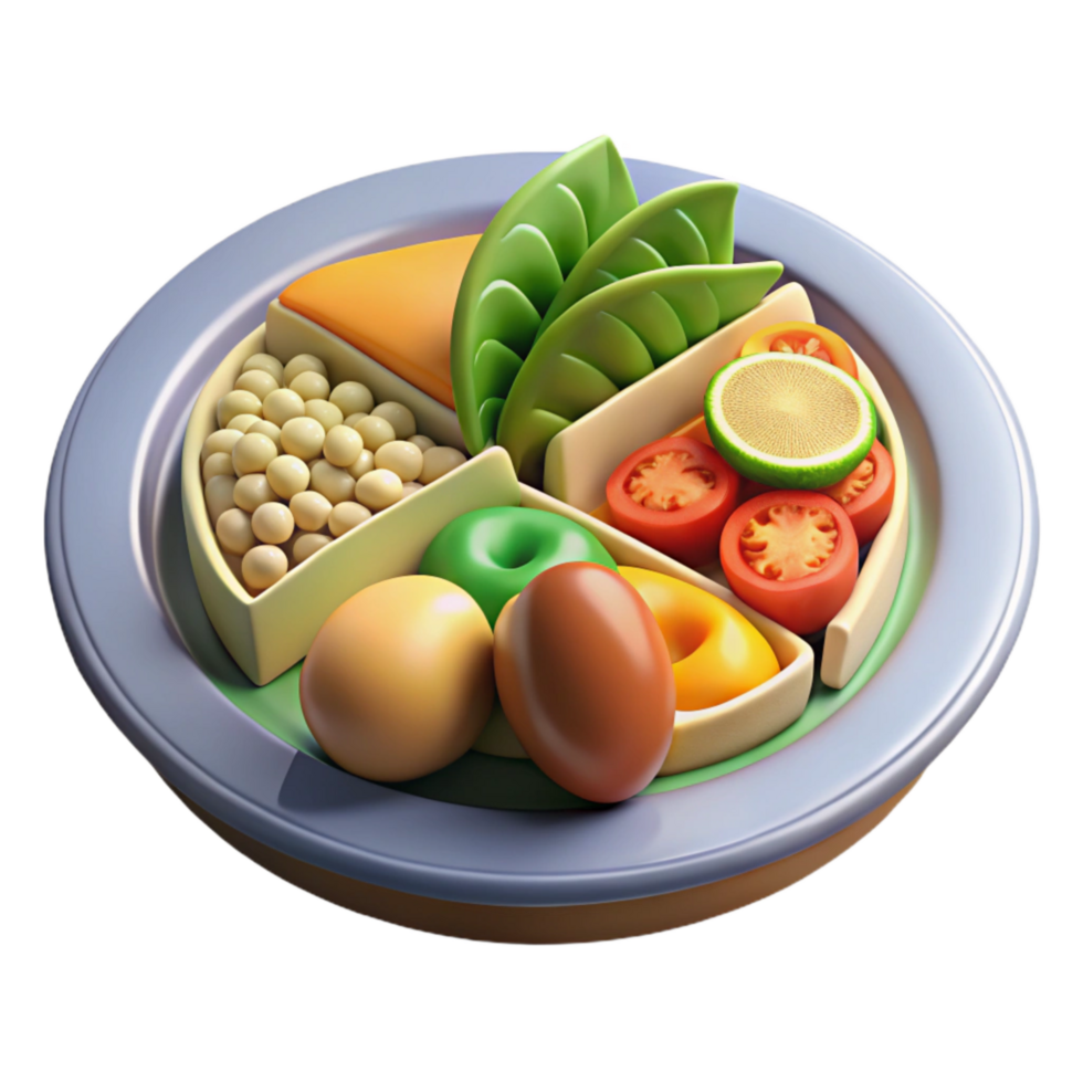 vibrant modern Healthy Eating Plate with Balanced Meal Transparent authentic png