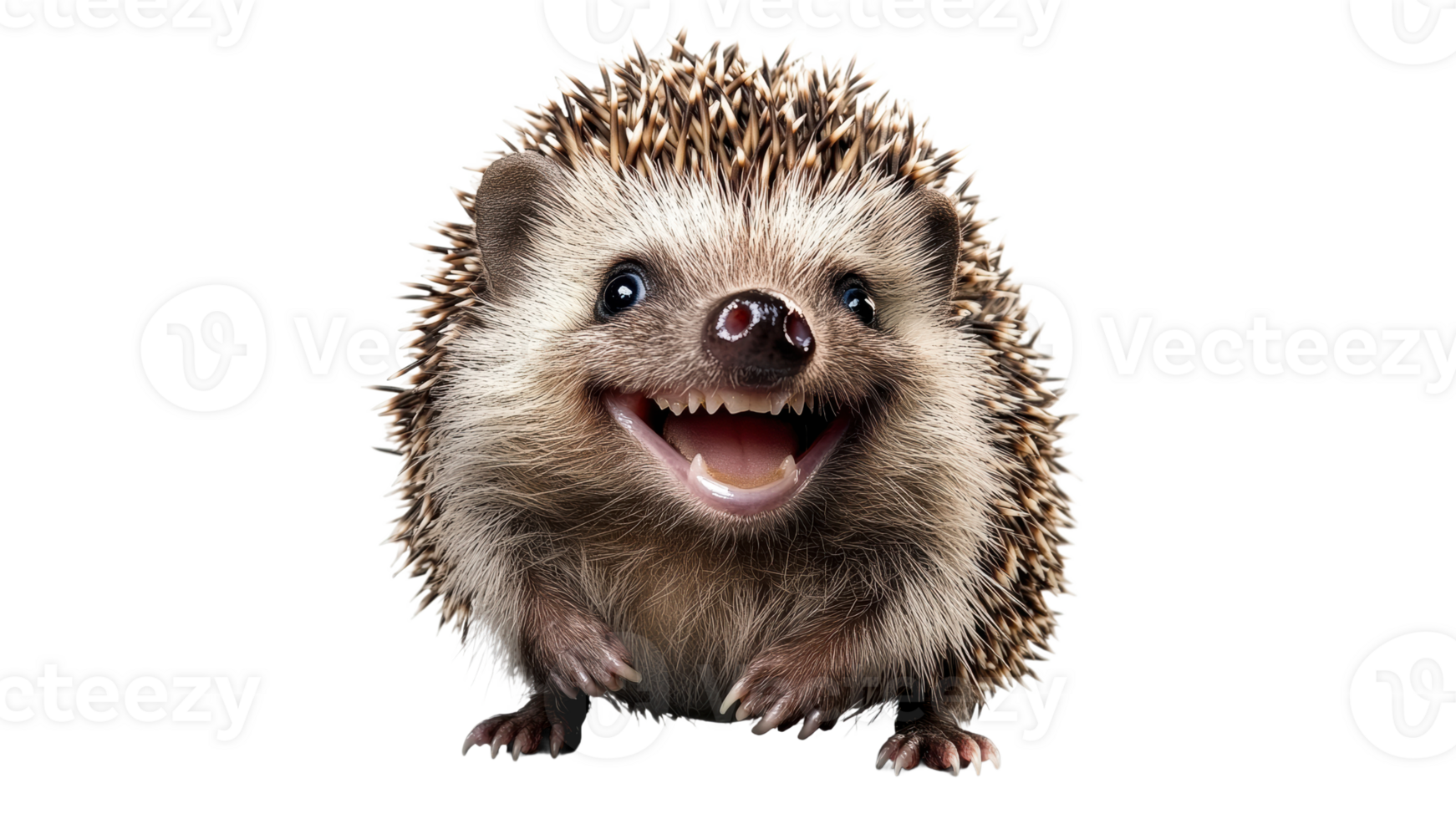 Happy hedgehog with a big smile in a cheerful pose png