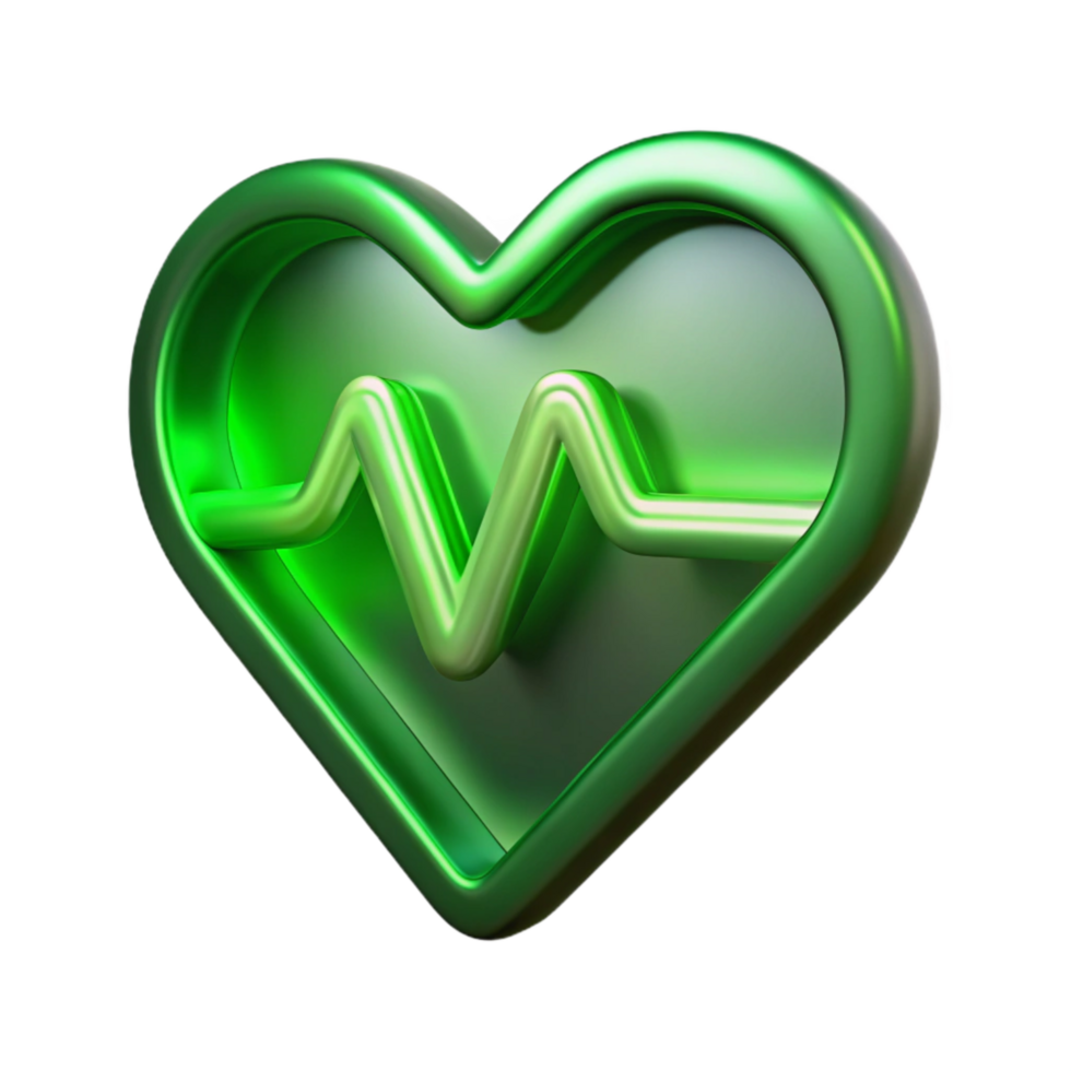 elegant traditional Heartbeat Line Green Glowing Transparent Cutout original png