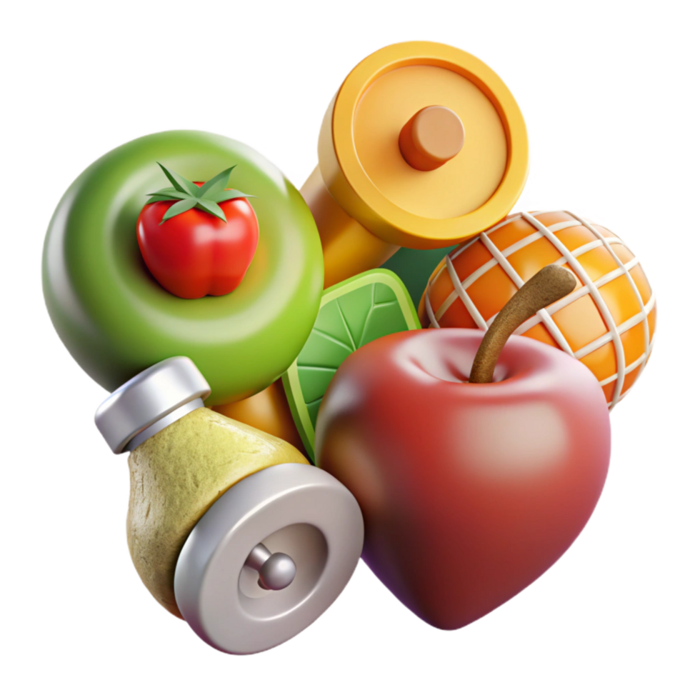 stunning traditional Healthy Lifestyle Icons Set Fruits Vegetables Isolated high quality png