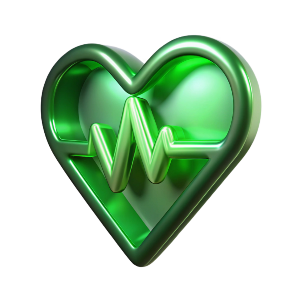 magnificent vintage Heartbeat Line Green Glowing Transparent Cutout premium png