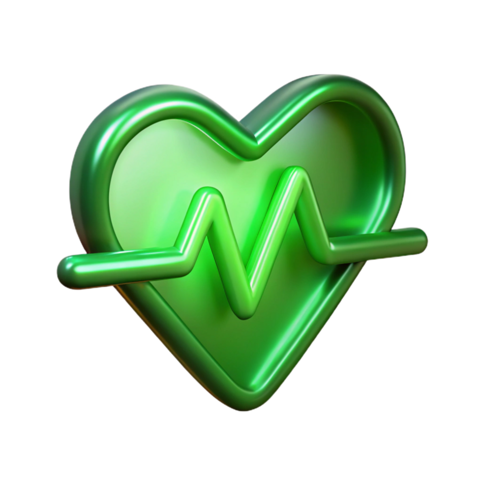 serene classic Heartbeat Line Green Glowing Transparent Cutout high quality png