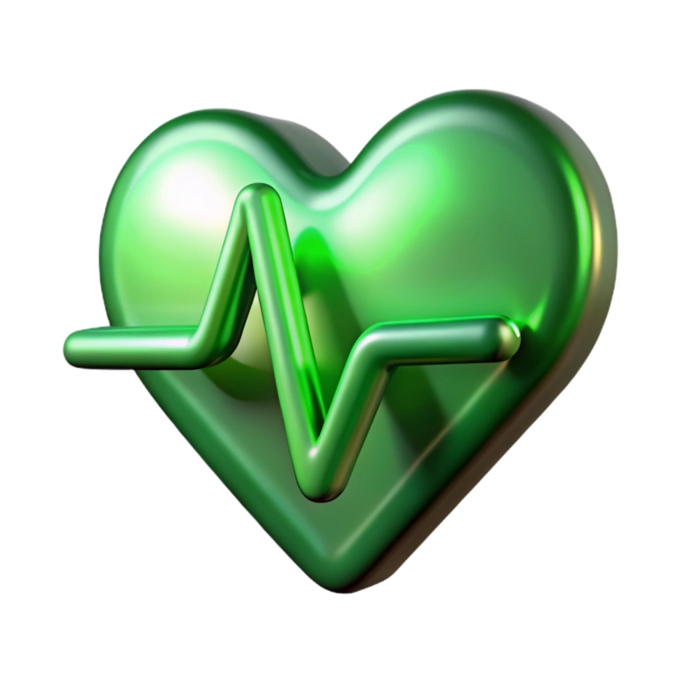 serene traditional Heartbeat Line Green Glowing Transparent Cutout professional png