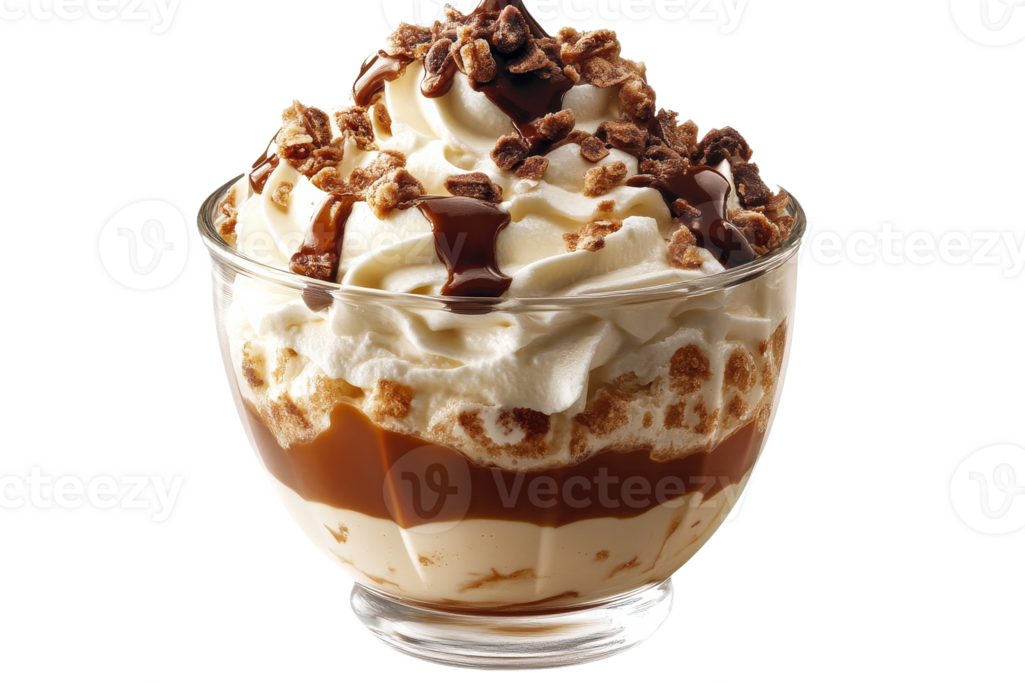 Tasty dessert with whipped cream and chocolate png