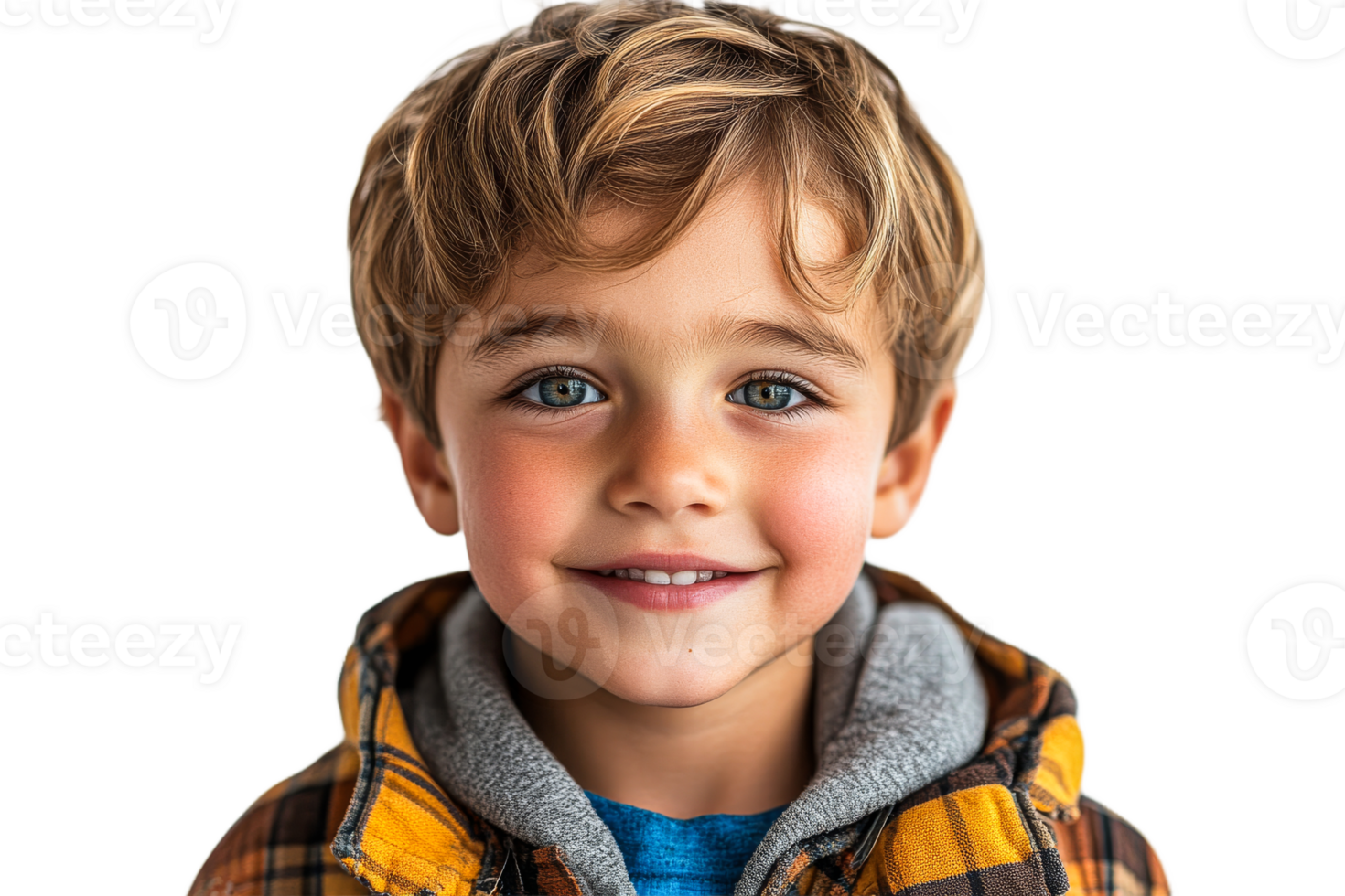 Happy young boy smiling with bright blue eyes png