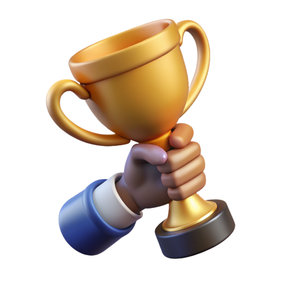 impressive vintage Helping Hand Holding Up Trophy Cutout Element high resolution png