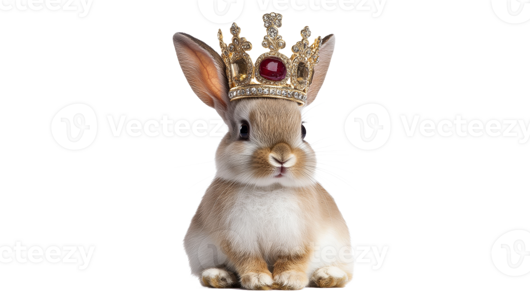 Crowned rabbit posing for an enchanting portrait png