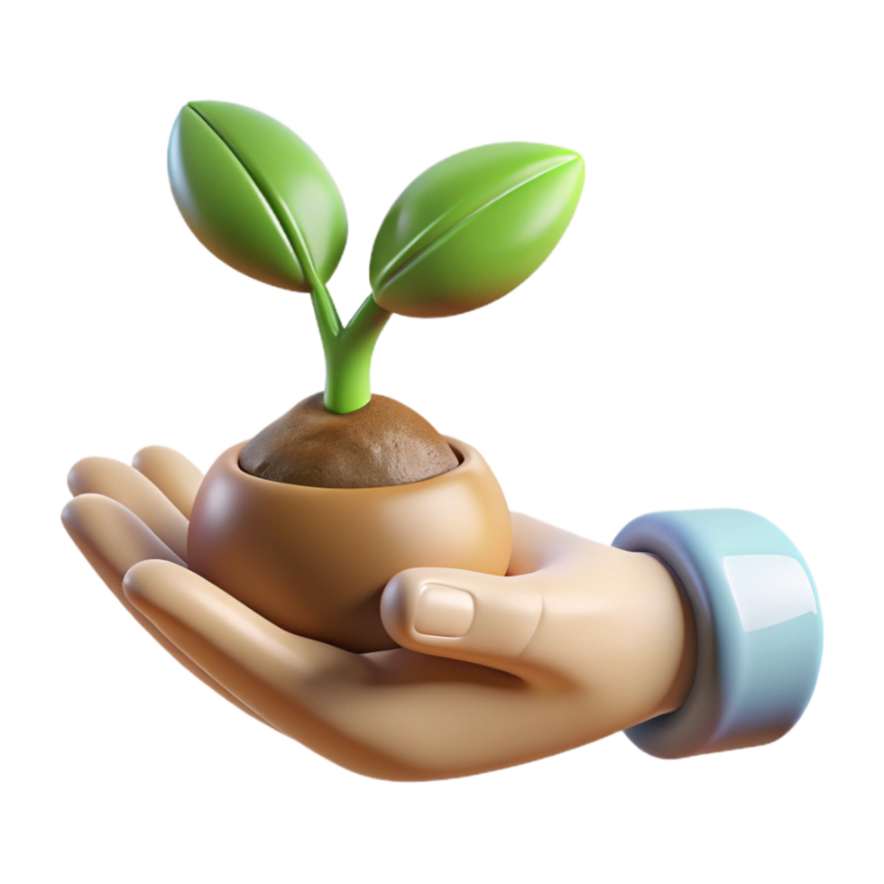 impressive rustic Helping Hand Protecting Seedling Cutout Transparent Background png