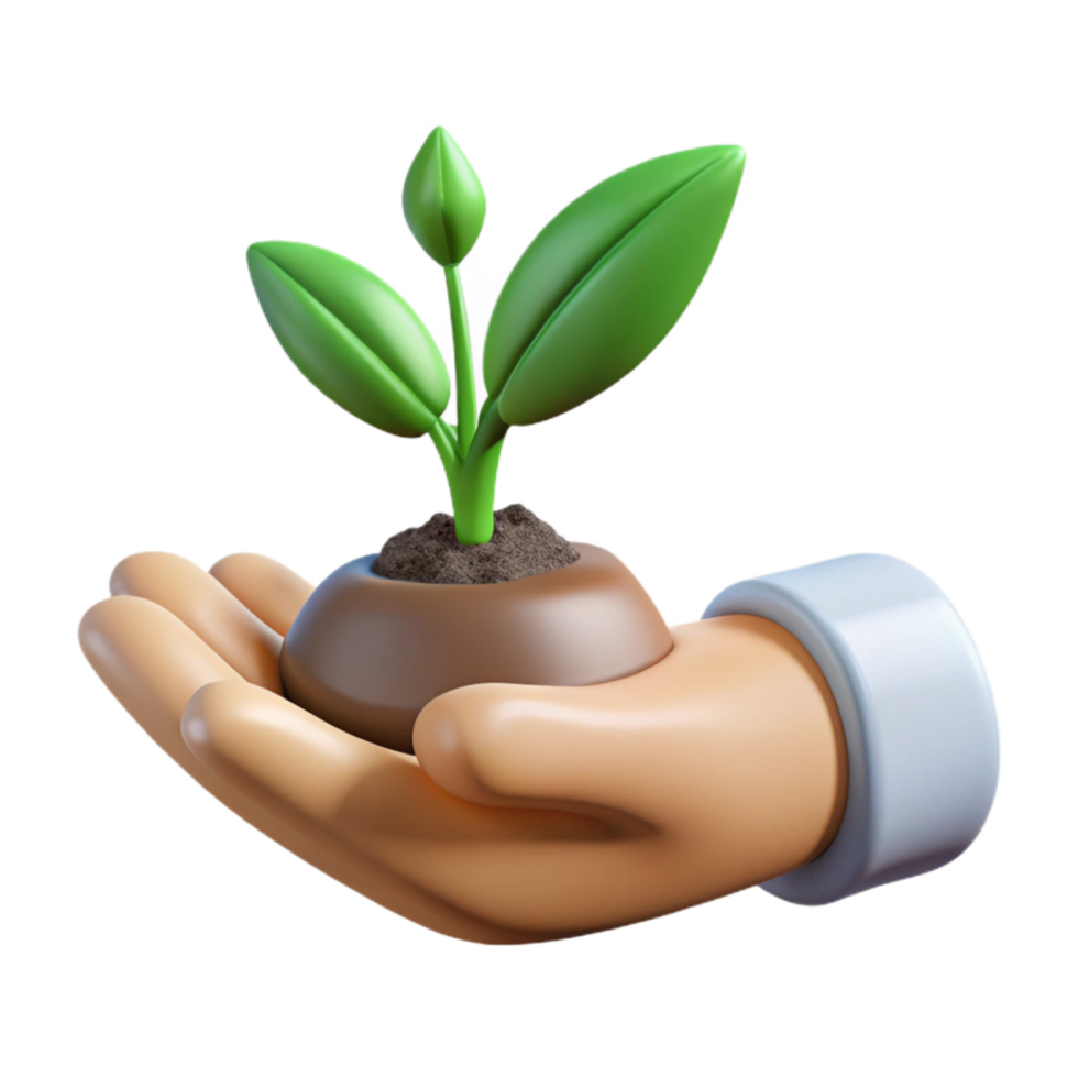 impressive classic Helping Hand Protecting Seedling Cutout Transparent Background premium png