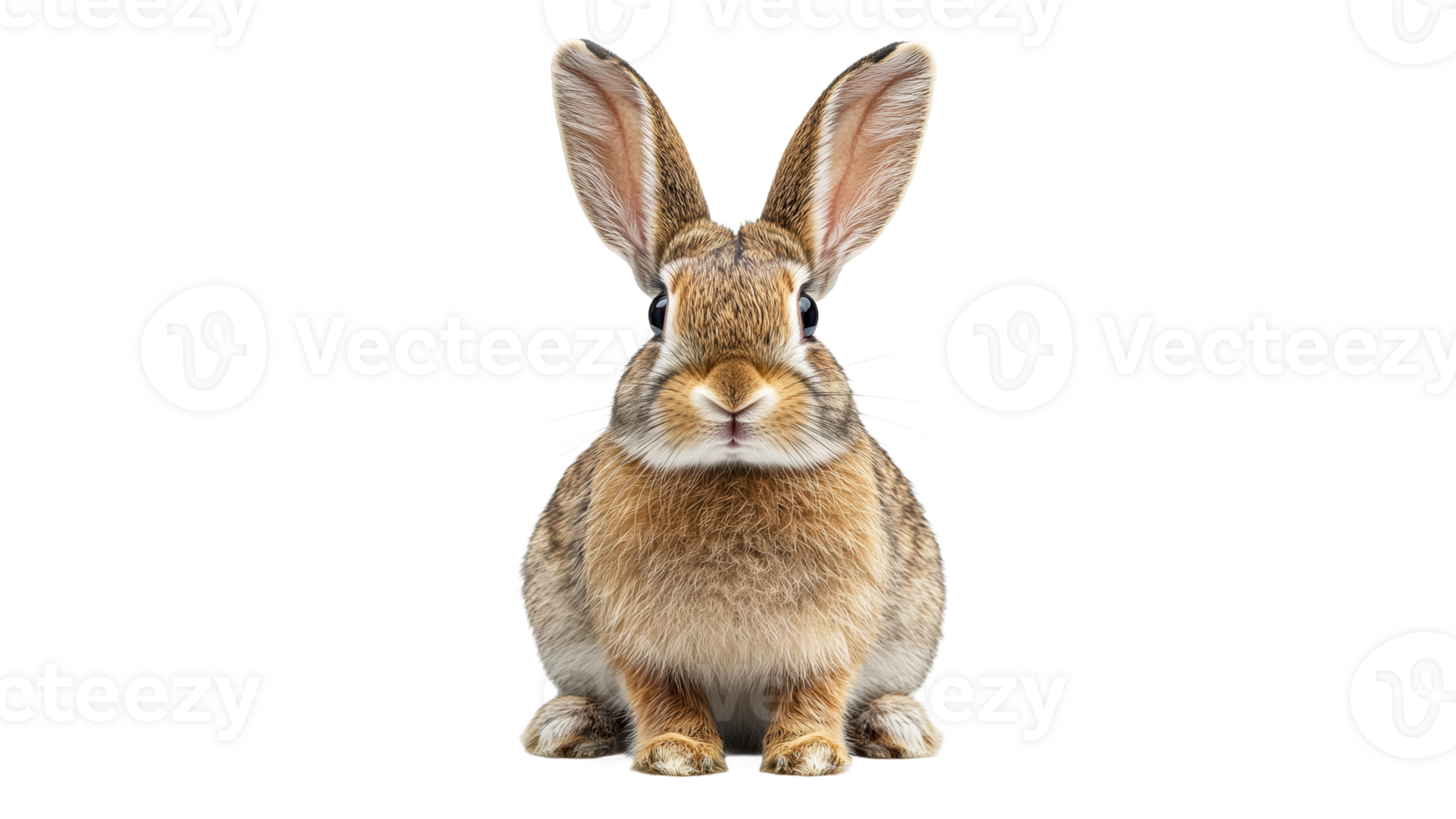 Cute rabbit sitting calmly on a transparent background png