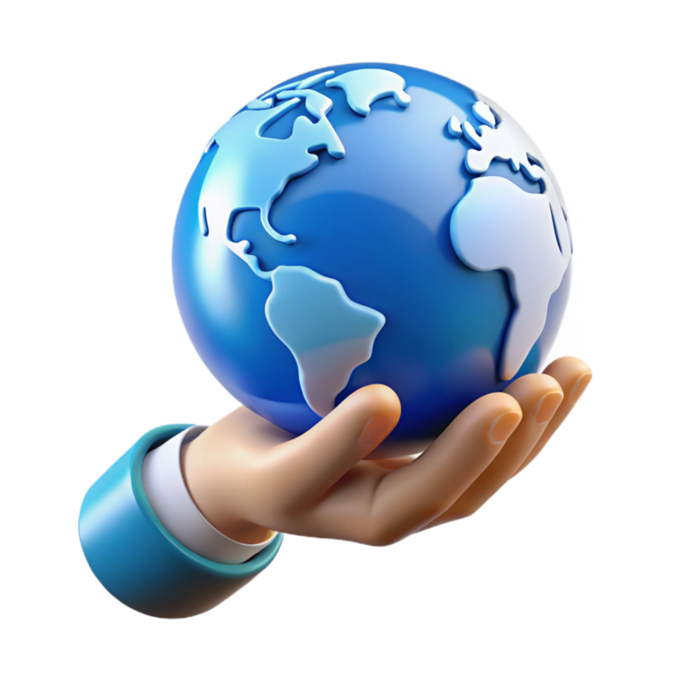 impressive rustic Helping Hands Holding Globe Isolated with Bright Green Earth professional png