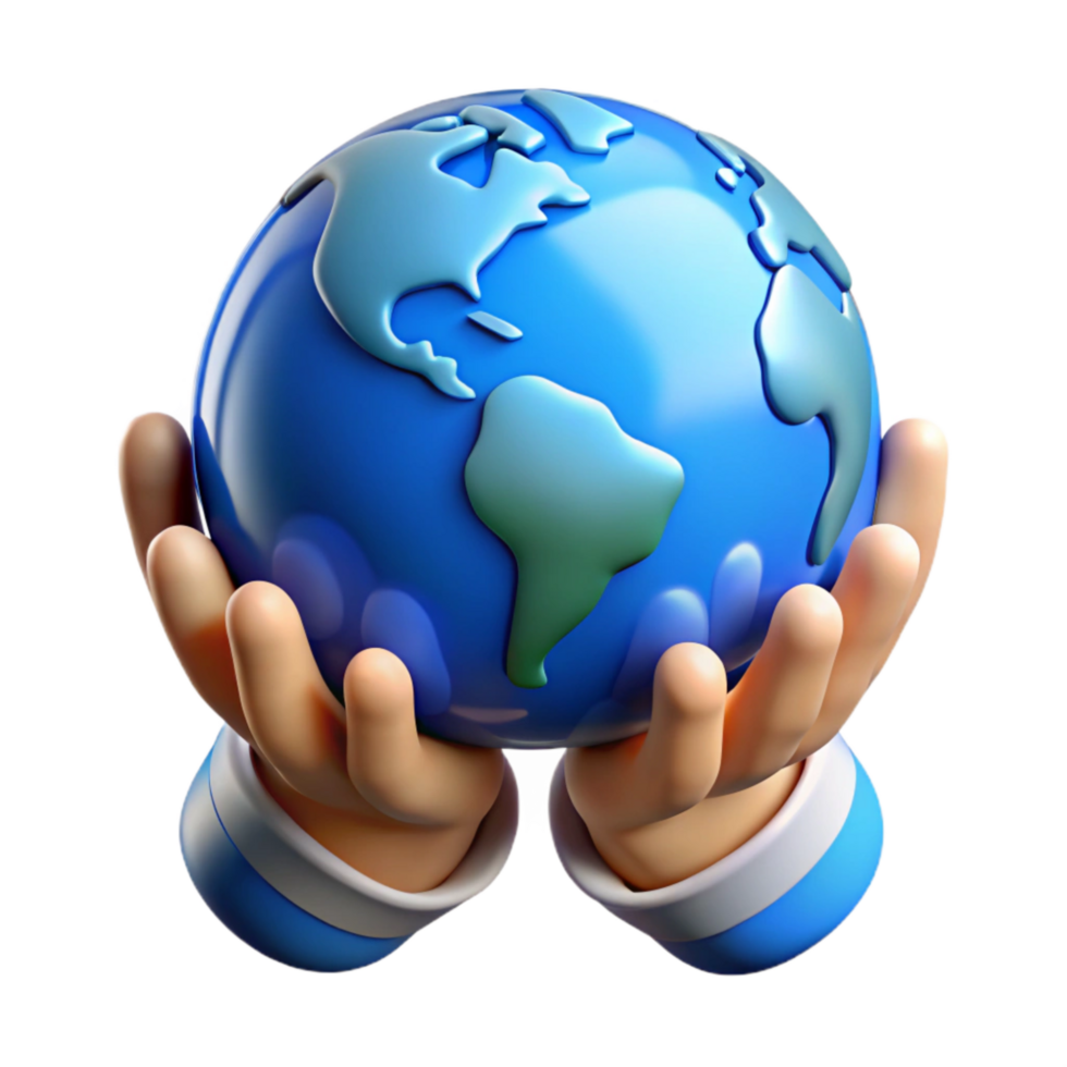 extraordinary creative Helping Hands Holding Globe Isolated with Bright Green Earth png