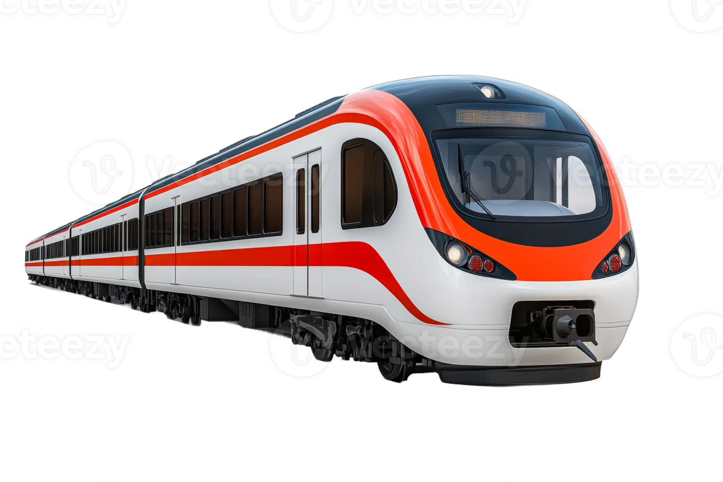Sleek red and white modern train design png