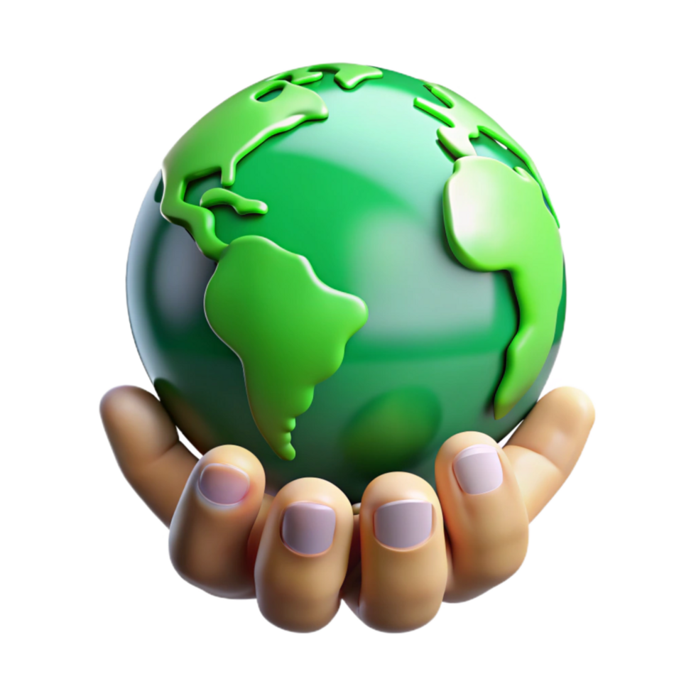 stunning modern Helping Hands Holding Globe Isolated with Bright Green Earth authentic png