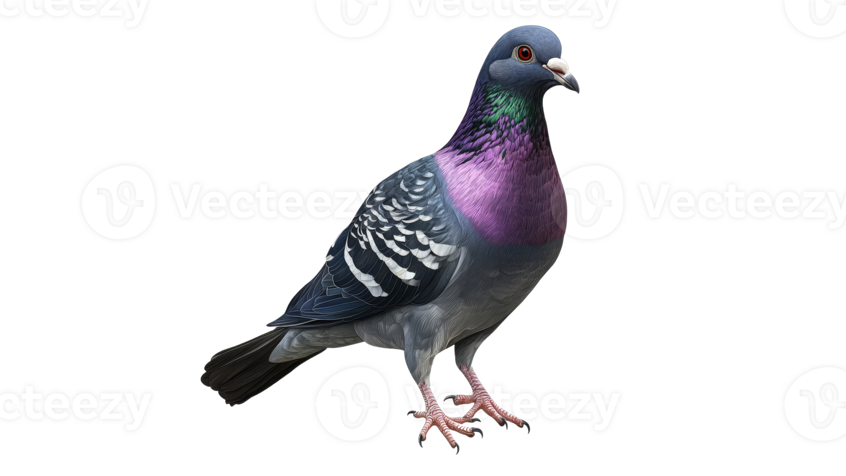 Colorful pigeon stands on ground in natural pose png